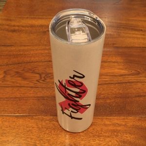 Breast Cancer Fighter Tumbler with Metal Straw